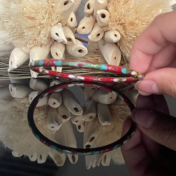 Vintage Red cloisonné painted bracelet bangle - Picture 3 of 3